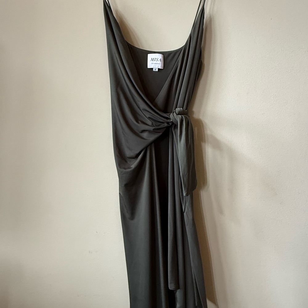 MISA Los Angeles Olive Wrap Maxi Dress Size M